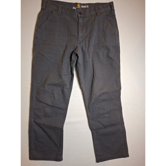 CARHARTT Men's Relaxed Fit Canvas Work Pants Gray Charcoal 36 X 32 - Picture 2 of 10